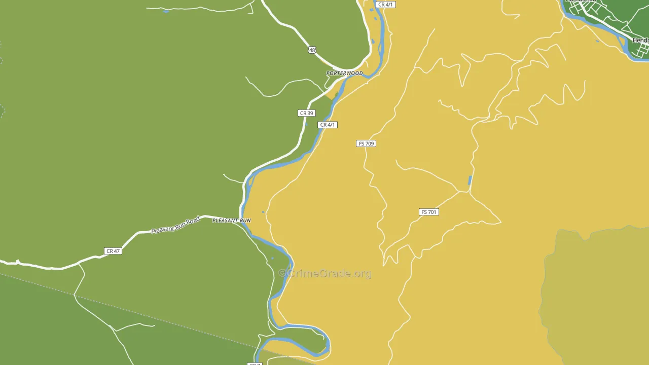 Porterwood, WV Map of Burglary Rates
