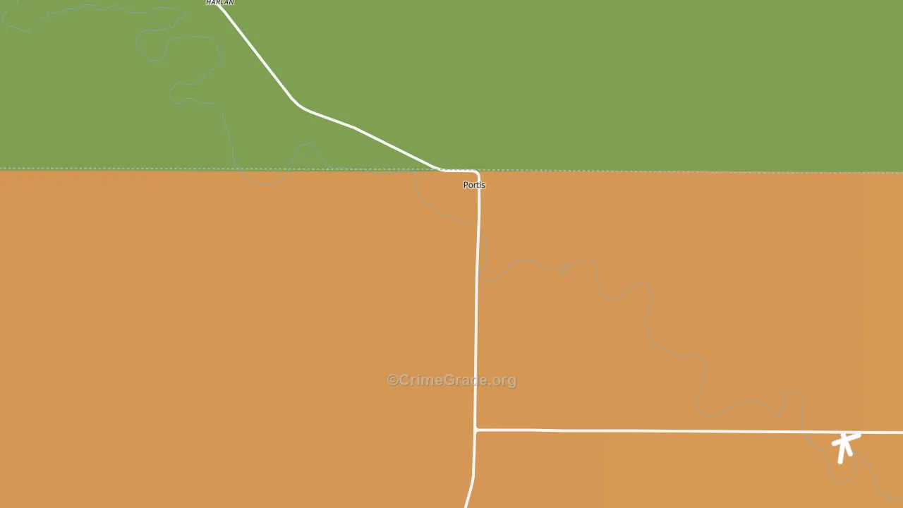 Portis, KS Map of Burglary Rates