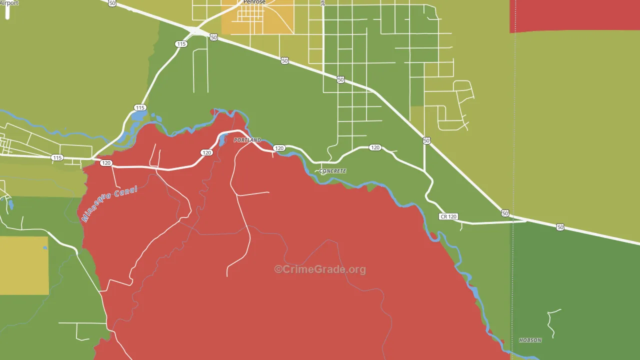 Portland, CO Map of Burglary Rates