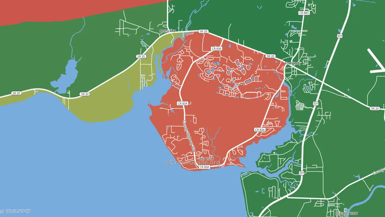 Portland, FL Map of Burglary Rates