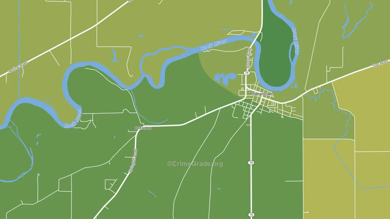 Portland, IL Map of Burglary Rates