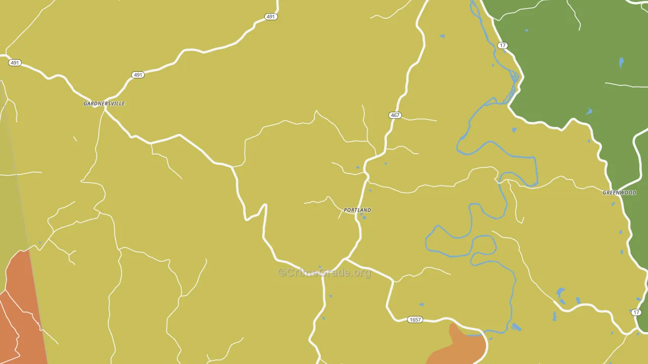 Portland, KY Map of Burglary Rates