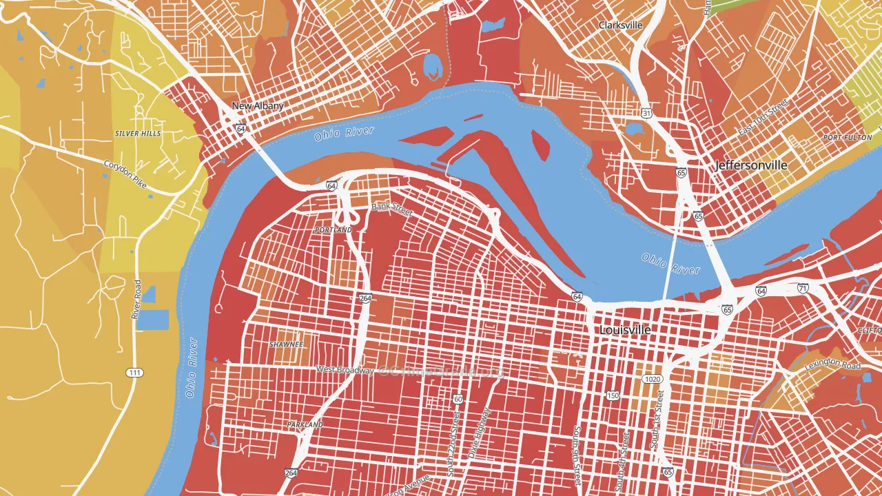 Portland, Louisville, KY Map of Burglary Rates