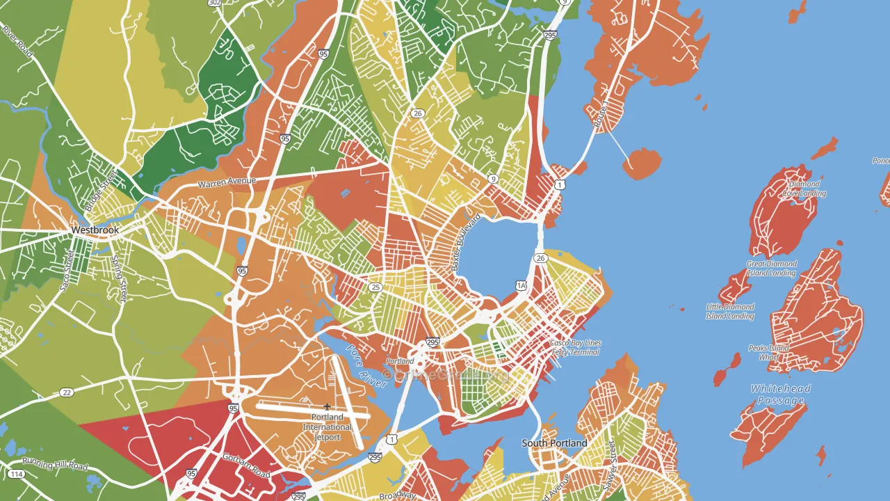 Portland, ME Map of Burglary Rates