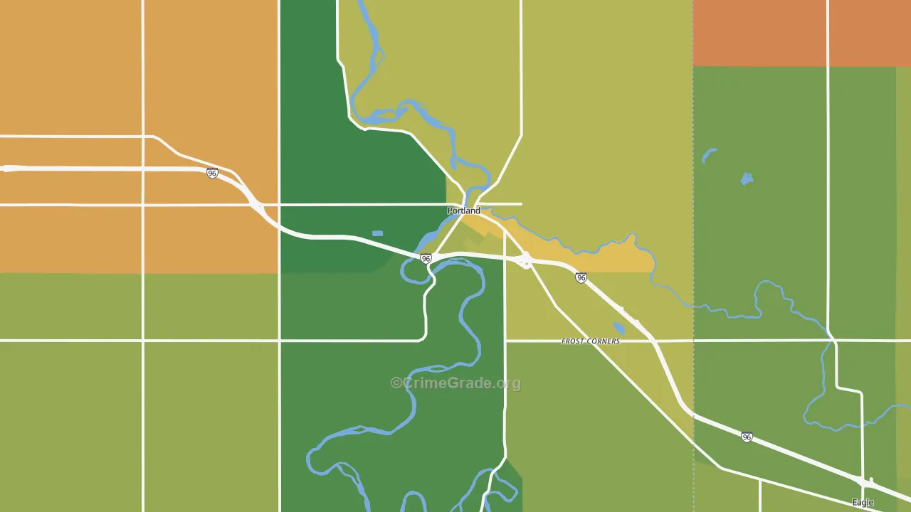 Portland, MI Map of Burglary Rates