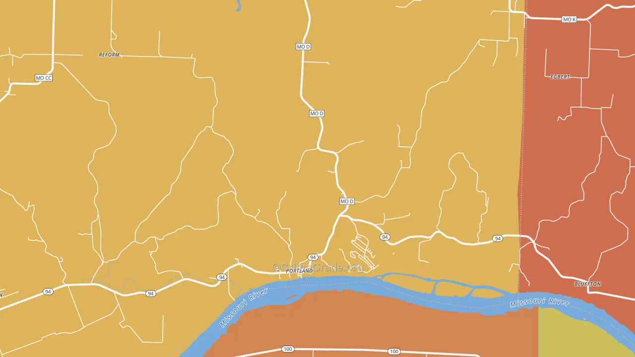 Portland, MO Map of Burglary Rates
