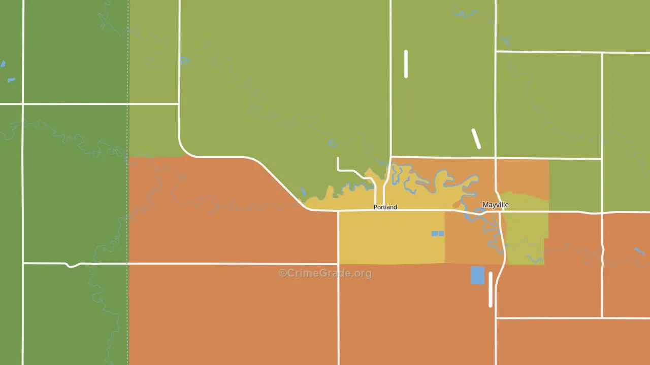 Portland, ND Map of Burglary Rates