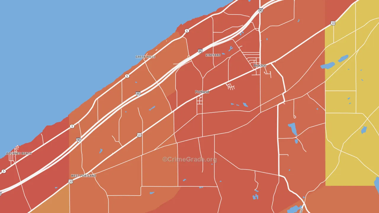 Portland, NY Map of Burglary Rates