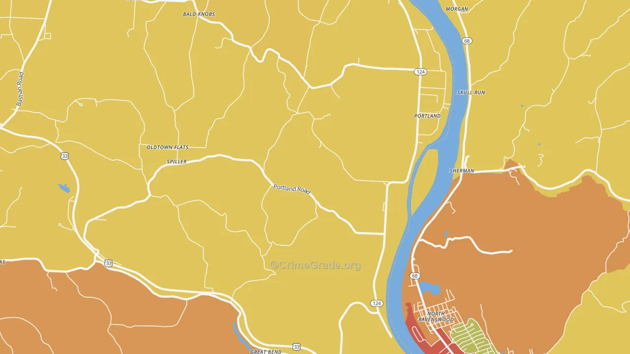 Portland, OH Map of Burglary Rates