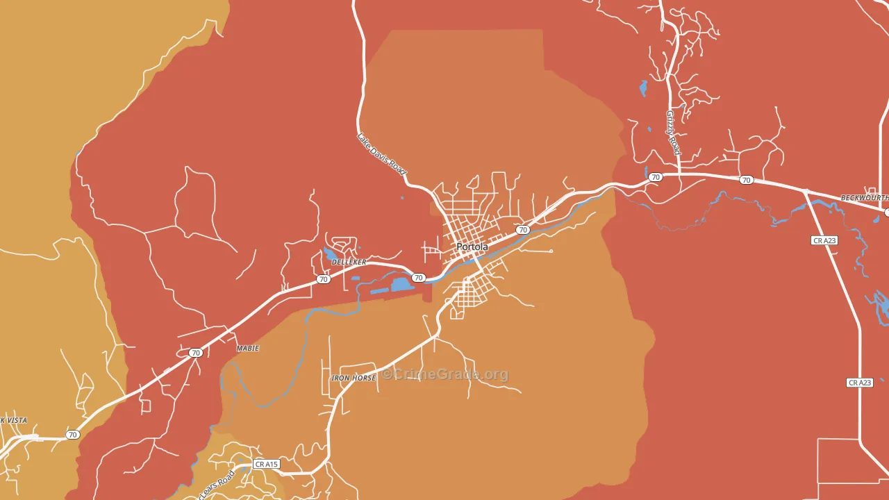 Portola, CA Map of Burglary Rates
