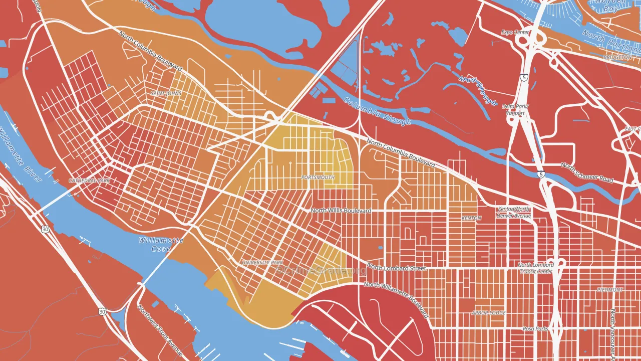 Portsmouth, Portland, OR Map of Burglary Rates