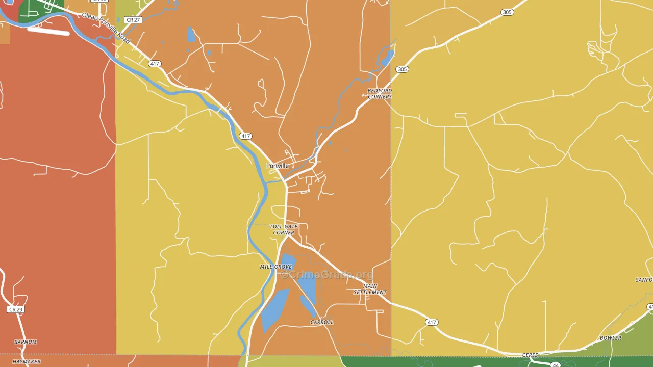 Portville, NY Map of Burglary Rates