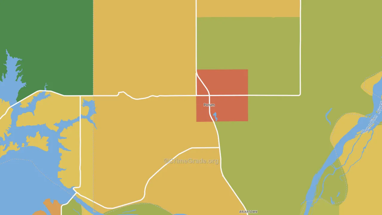 Porum, OK Map of Burglary Rates