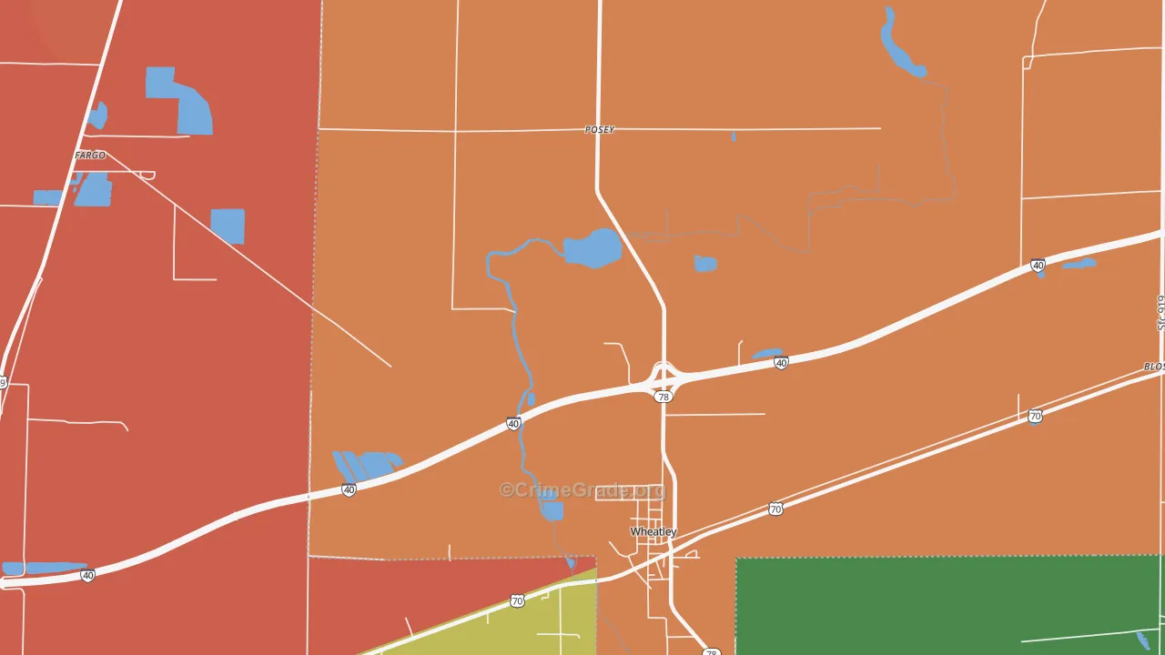 Posey, AR Map of Burglary Rates