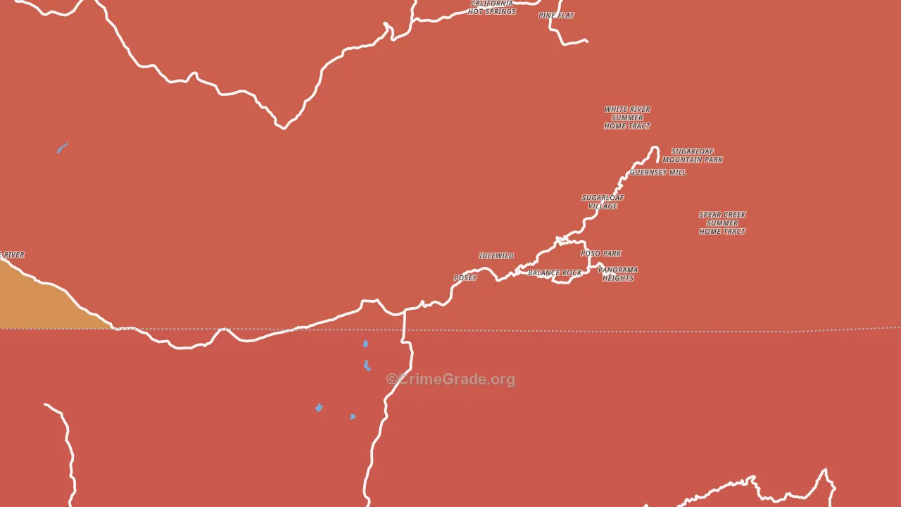 Posey, CA Map of Burglary Rates