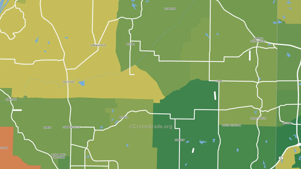 Posey County, IN Map of Burglary Rates