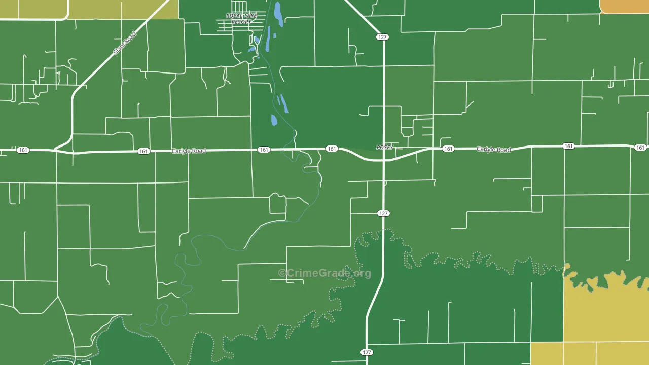 Posey, IL Map of Burglary Rates