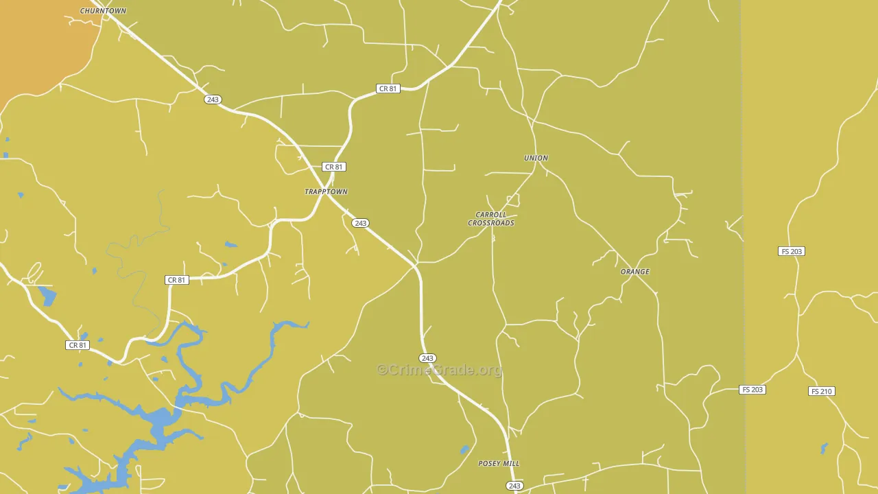 Posey Mill, AL Map of Burglary Rates
