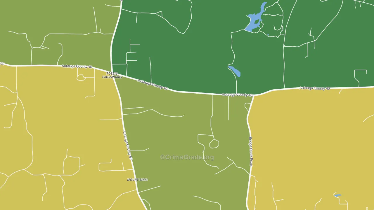 Poseys Crossroads, AL Map of Burglary Rates