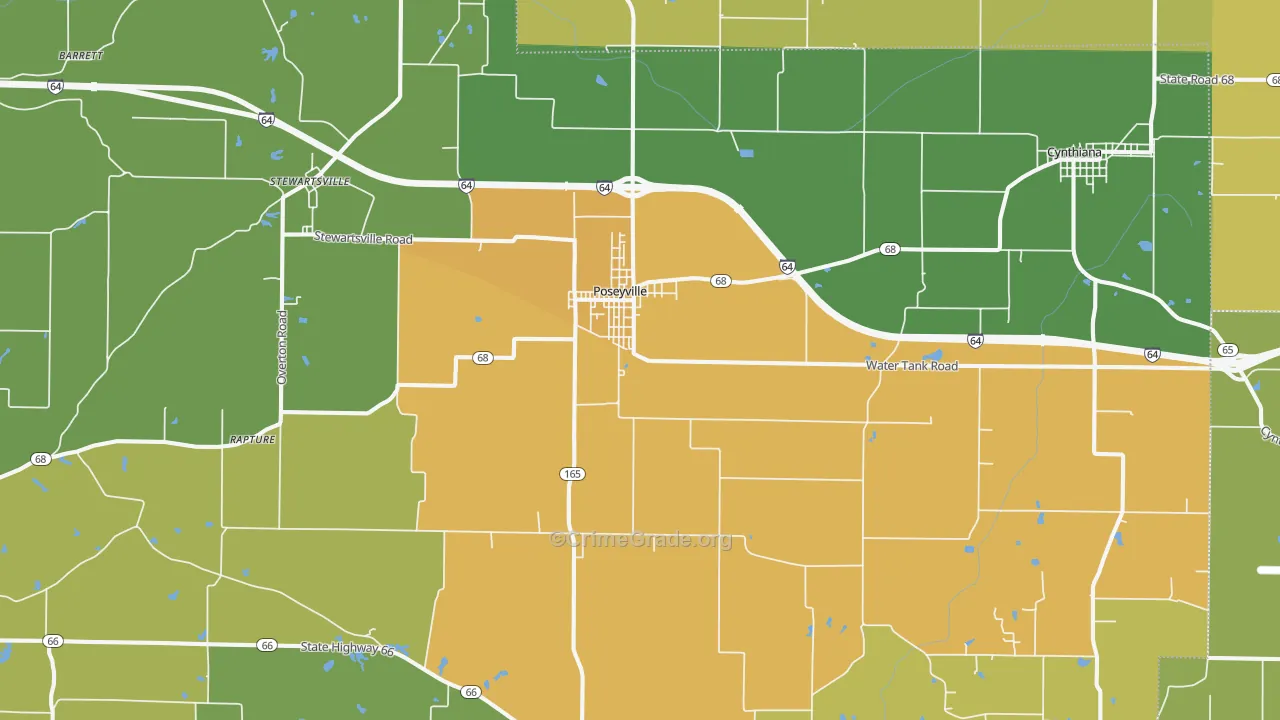 Poseyville, IN Map of Burglary Rates