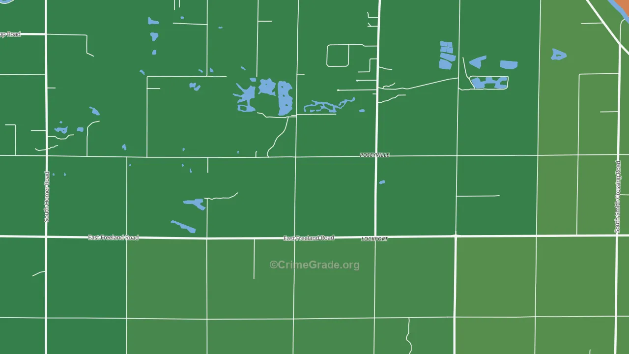 Poseyville, MI Map of Burglary Rates