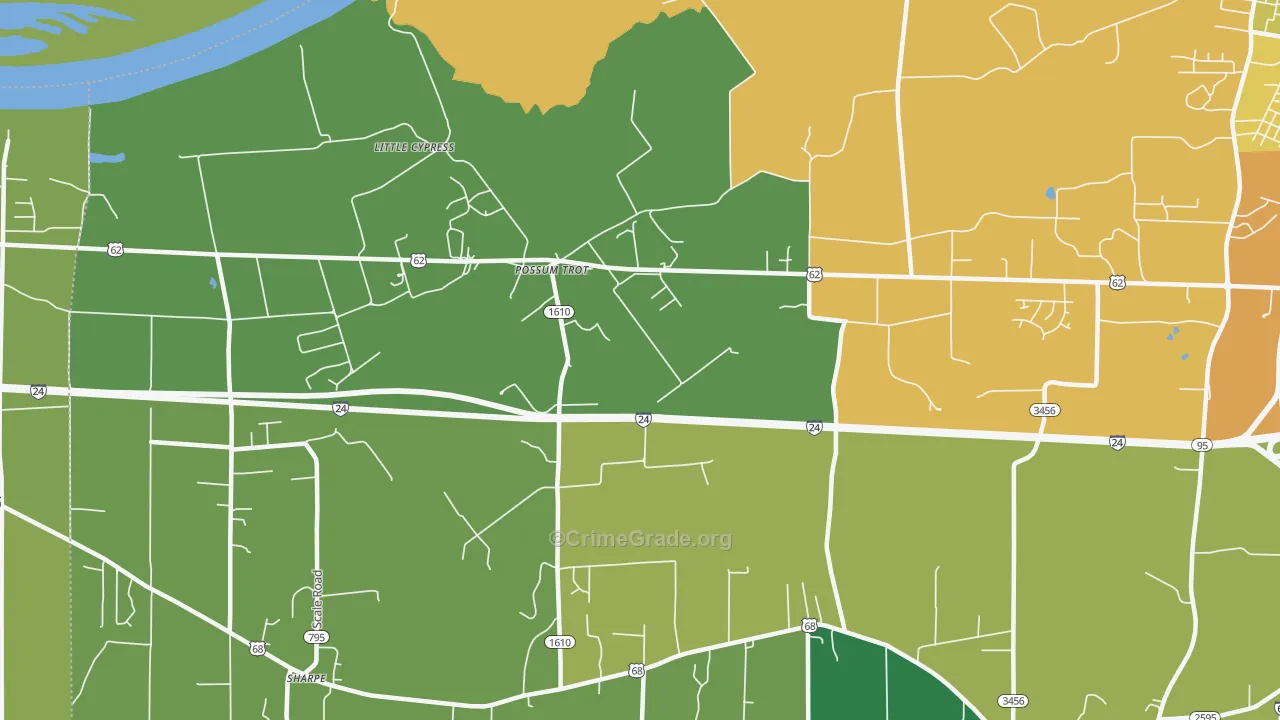 Possum Trot, KY Map of Burglary Rates