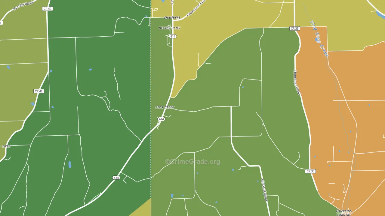 Post Creek, NY Map of Burglary Rates