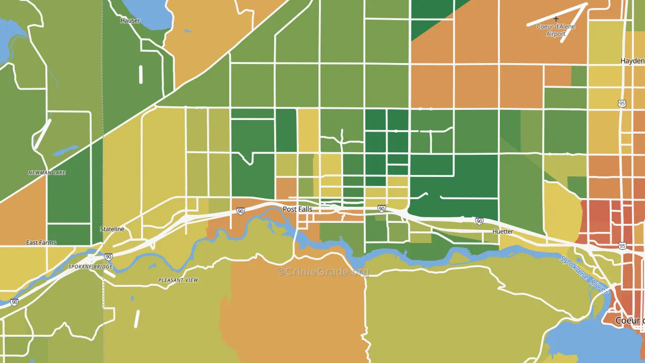 Post Falls, ID Map of Burglary Rates