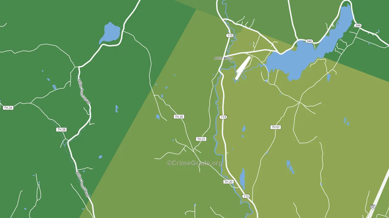 Post Mills, VT Map of Burglary Rates
