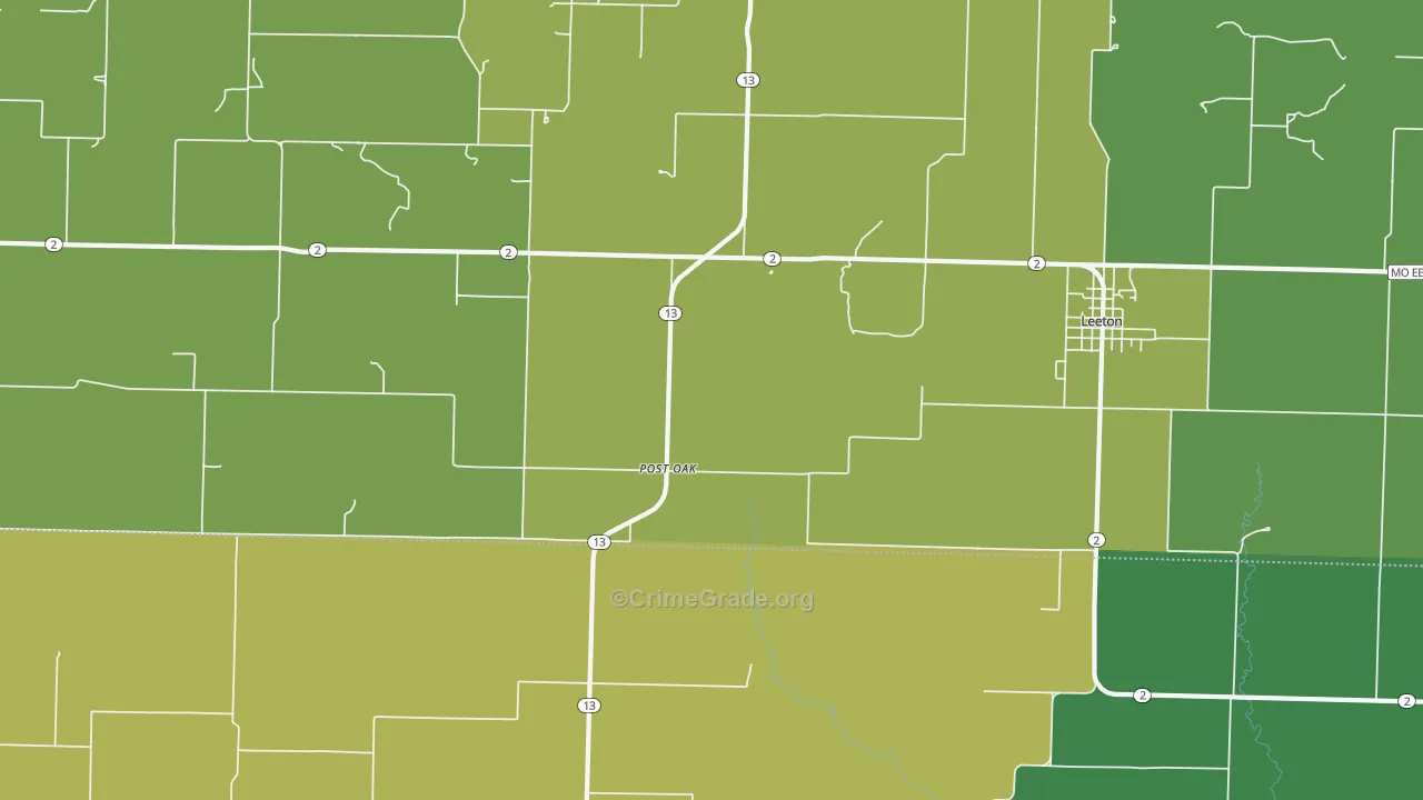 Post Oak, MO Map of Burglary Rates