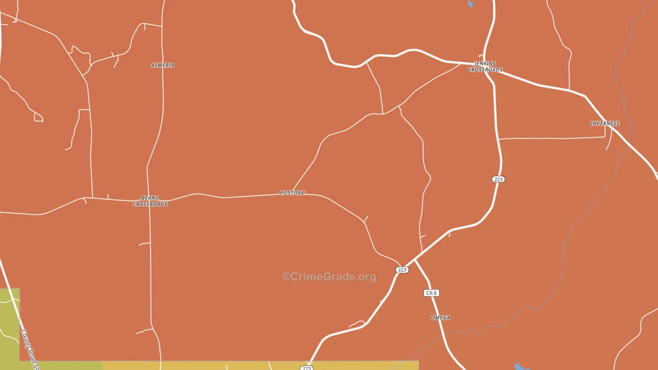 Postoak, AL Map of Burglary Rates