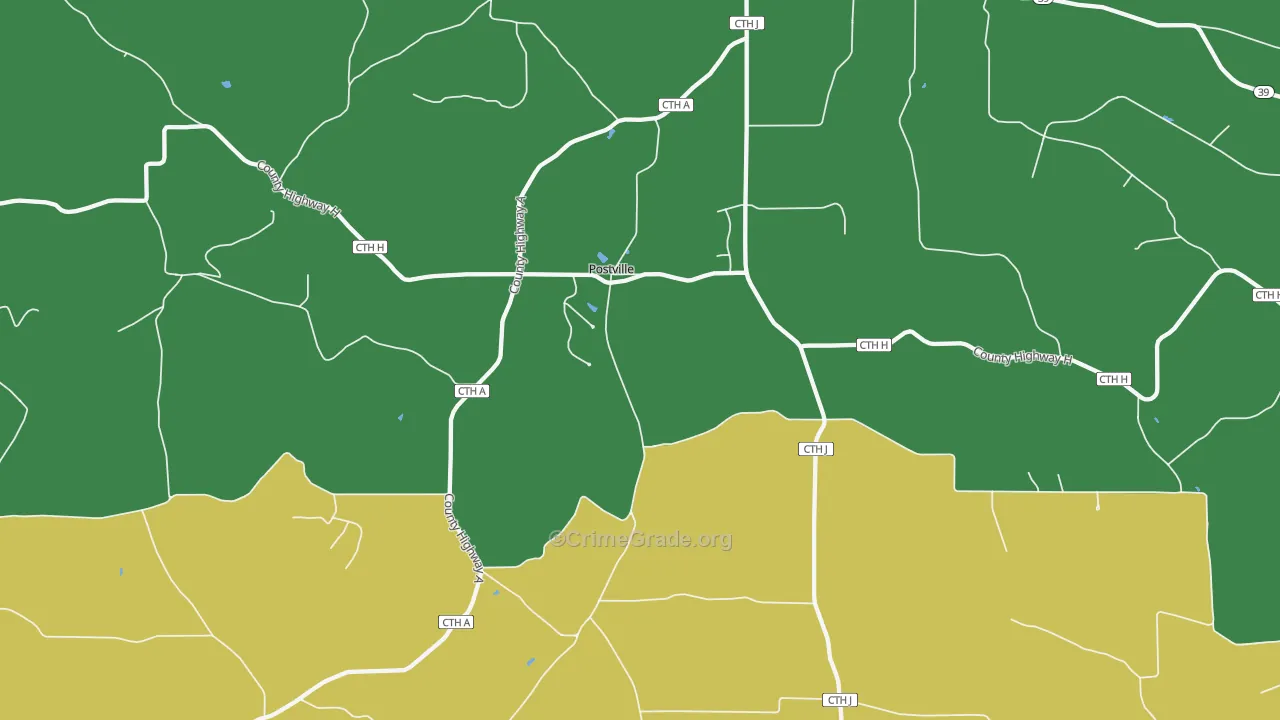 Postville, WI Map of Burglary Rates