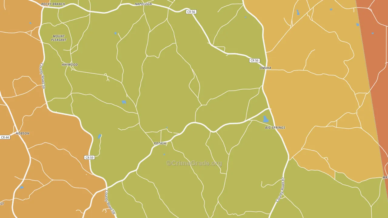 Potash, AL Map of Burglary Rates