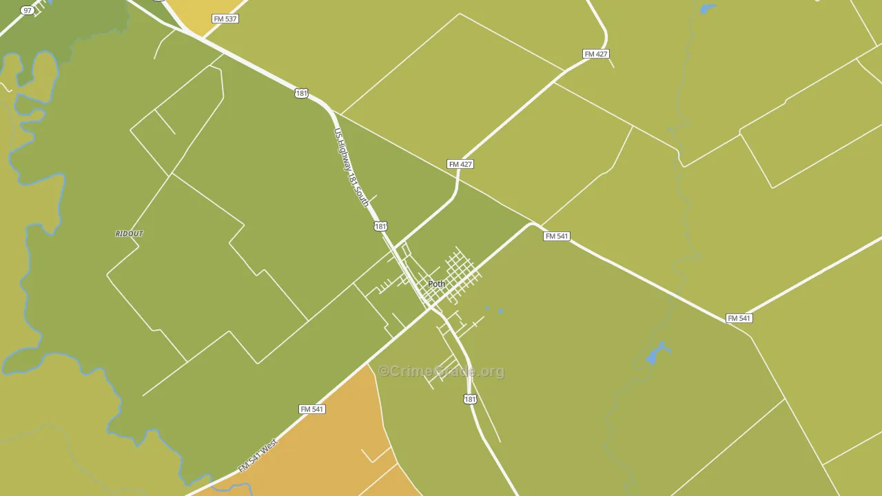 Poth, TX Map of Burglary Rates