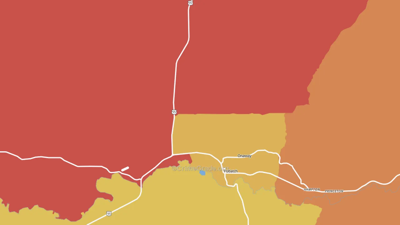 Potlatch, ID Map of Burglary Rates