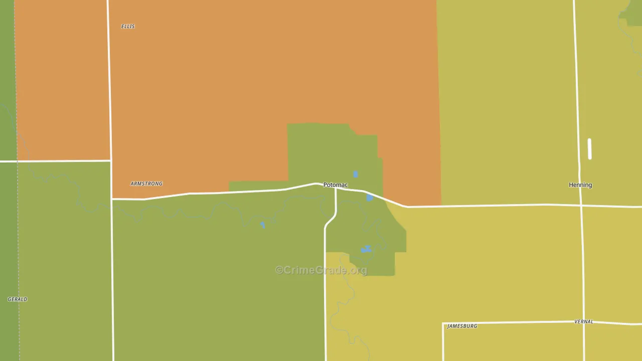 Potomac, IL Map of Burglary Rates