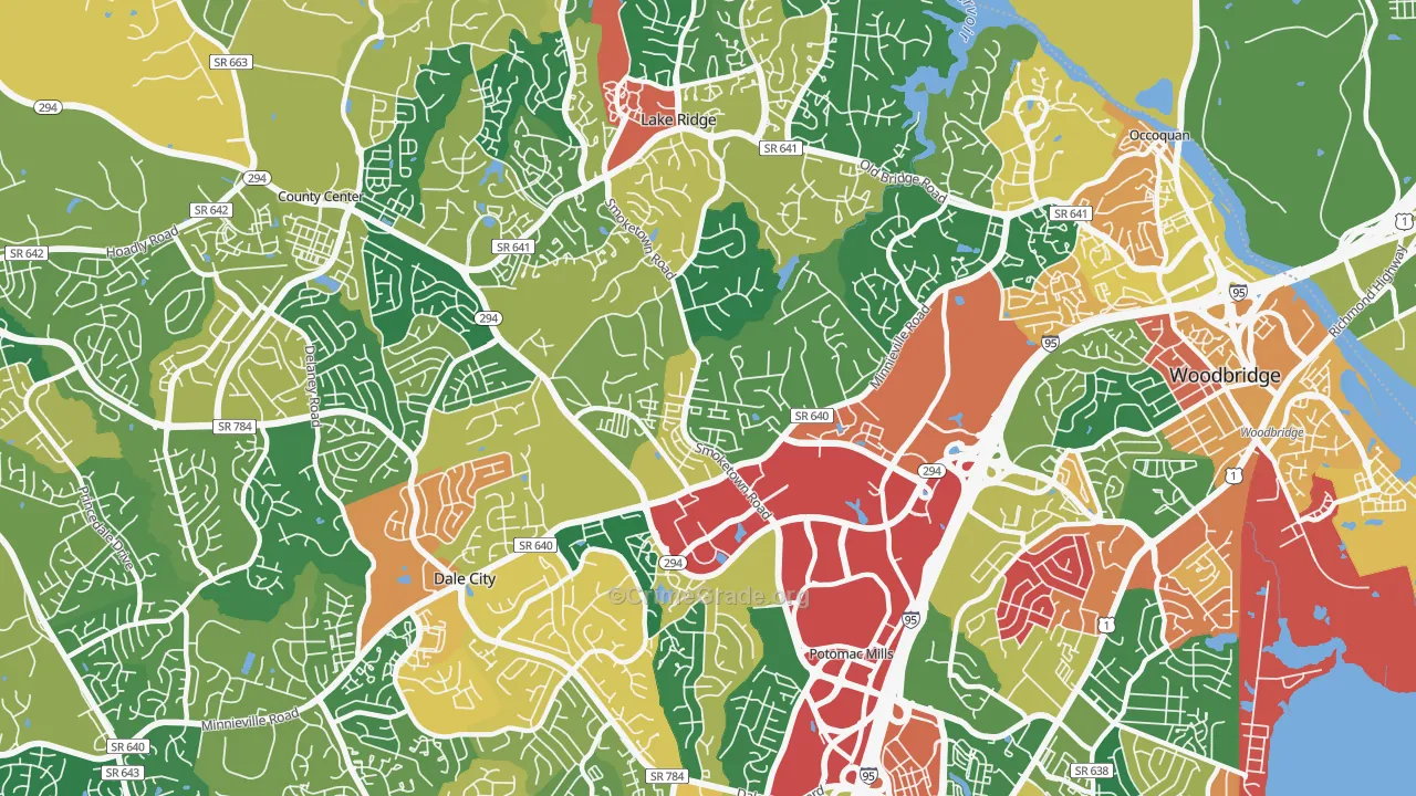 Potomac Mills, VA Map of Burglary Rates