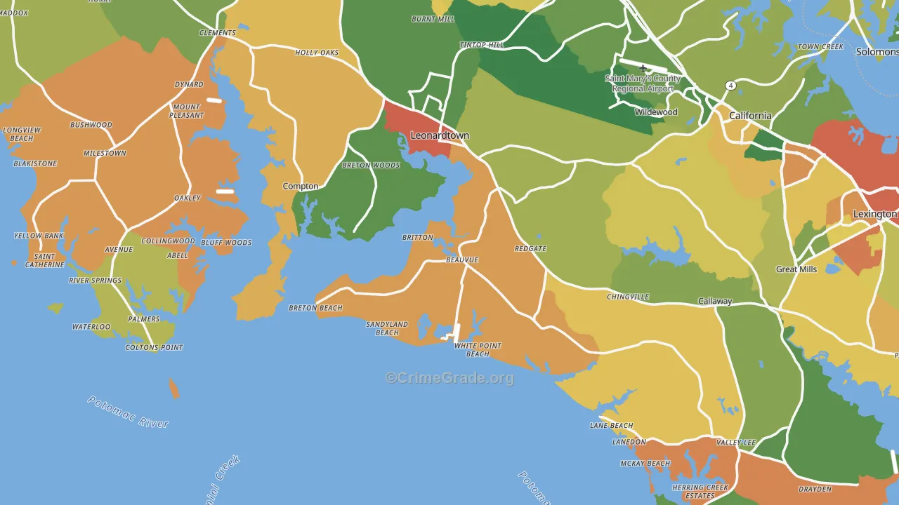 Potomac Shores, MD Map of Burglary Rates