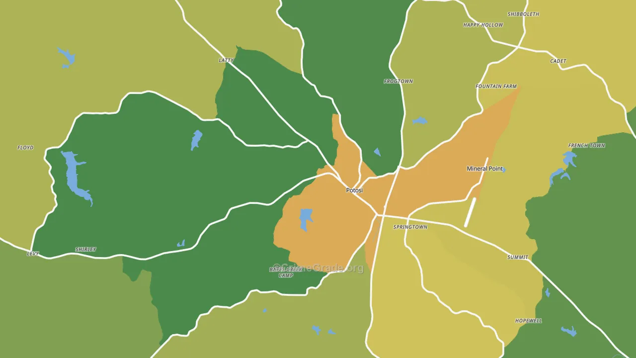 Potosi, MO Map of Burglary Rates