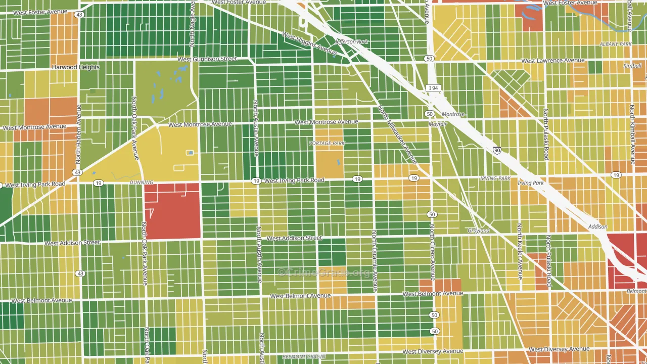 Pottage Park, Chicago, IL Map of Burglary Rates