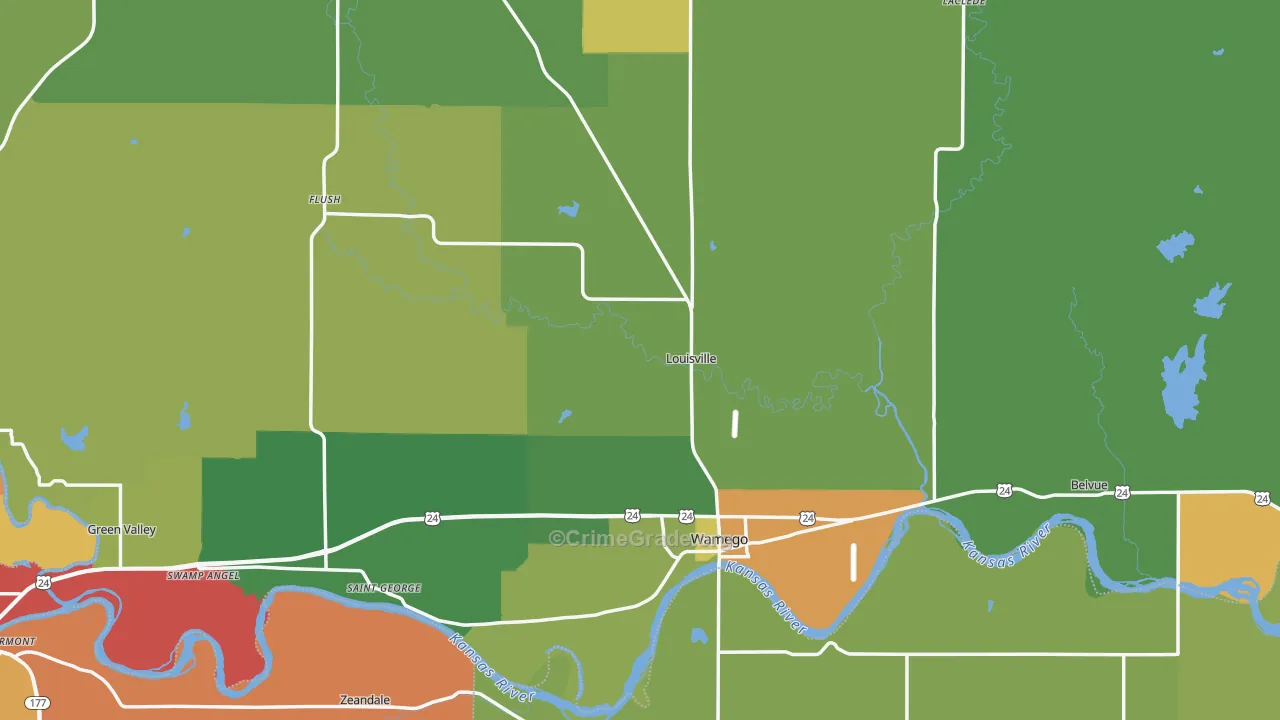 Pottawatomie County, KS Map of Burglary Rates