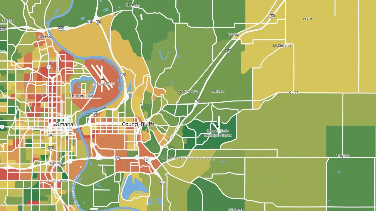 Pottawattamie County, IA Map of Burglary Rates