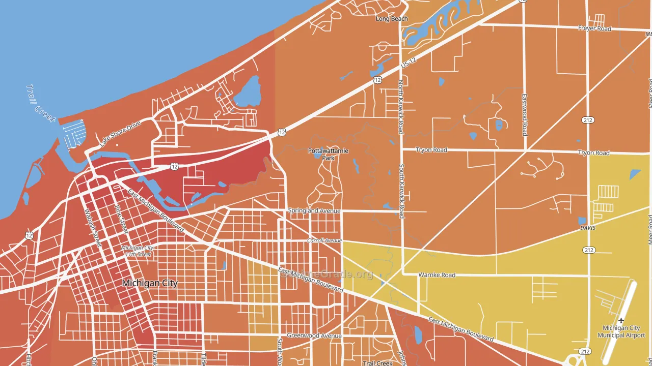 Pottawattamie Park, IN Map of Burglary Rates