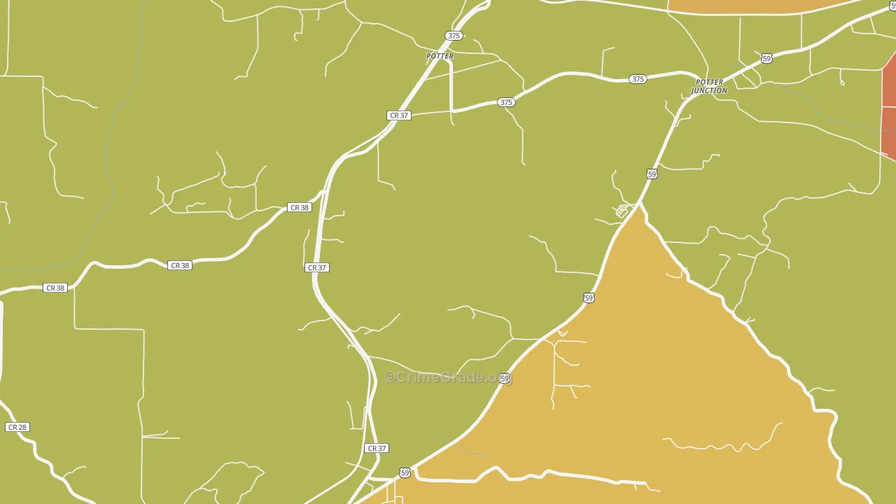 Potter, AR Map of Burglary Rates