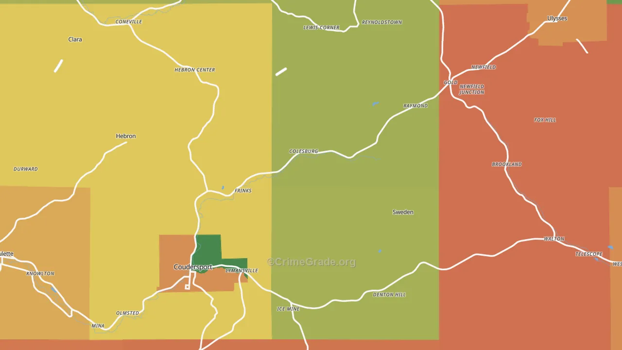 Potter County, PA Map of Burglary Rates
