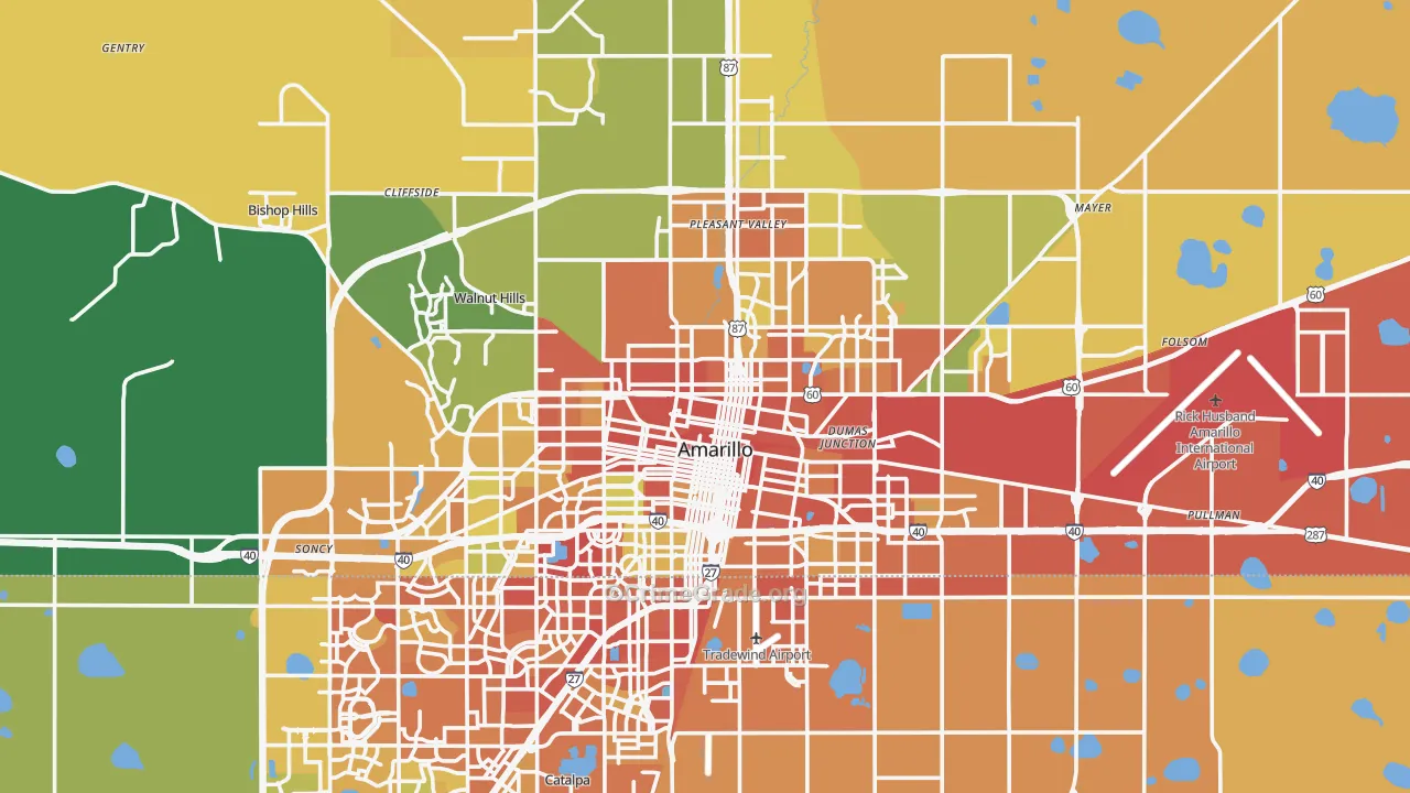 Potter County, TX Map of Burglary Rates