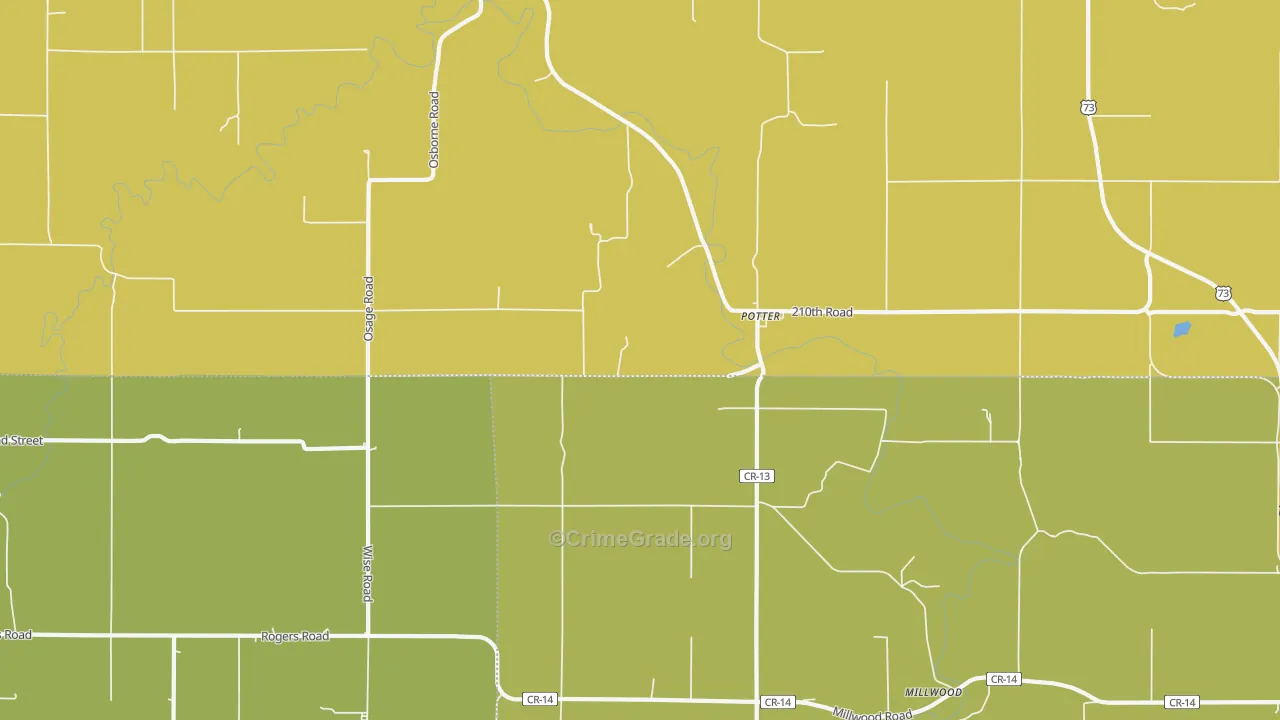 Potter, KS Map of Burglary Rates