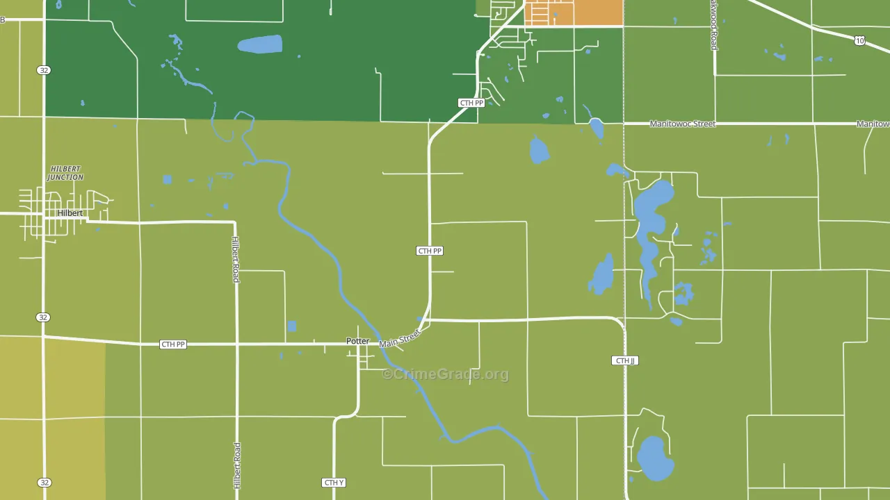 Potter, WI Map of Burglary Rates