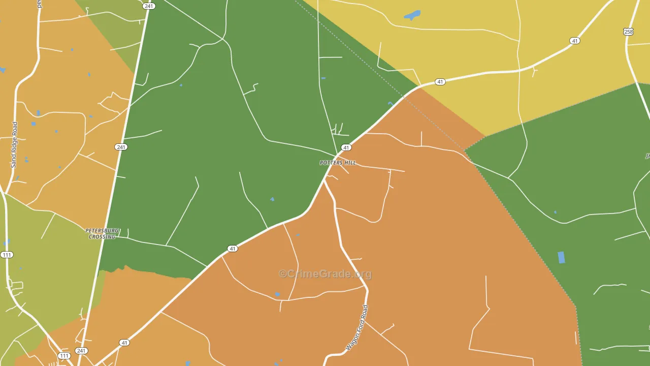 Potters Hill, NC Map of Burglary Rates