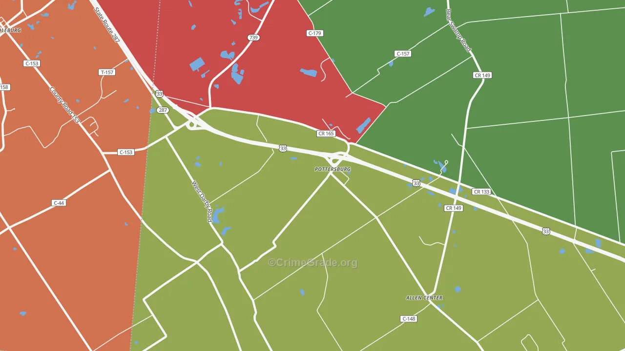 Pottersburg, OH Map of Burglary Rates